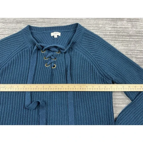 Umgee  Sweater Womens Small Blue Longsleeve Acrylic Tie Casual‎ Ribbed - Picture 4 of 11